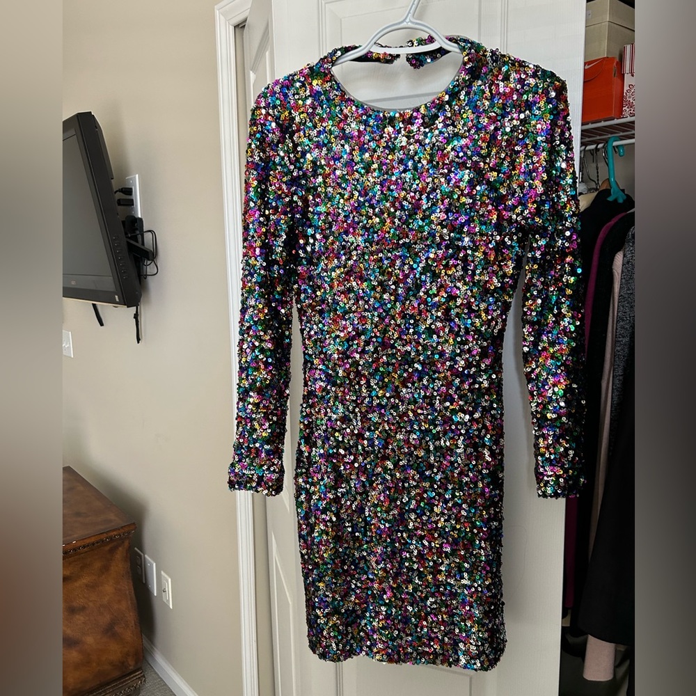 Pink Lilly multi color sequin dress